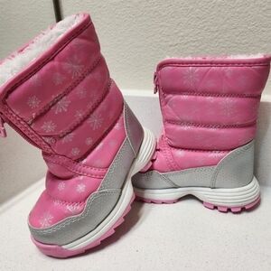 Pink Snowflake Winter Boots